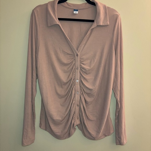 NWOT Old Navy Women’s Quartz Pink Fitted Button-down Top Size 2X - Picture 1 of 8